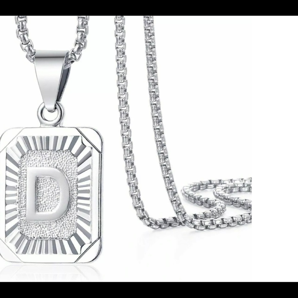 White Gold Filled Letter D Pendant 20” Necklace